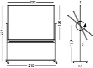 Projekční otočná tabule MICA - rozměry